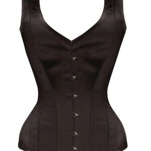 Black corset Waist Taming Overbust With Shoulder Straps  28" lace up